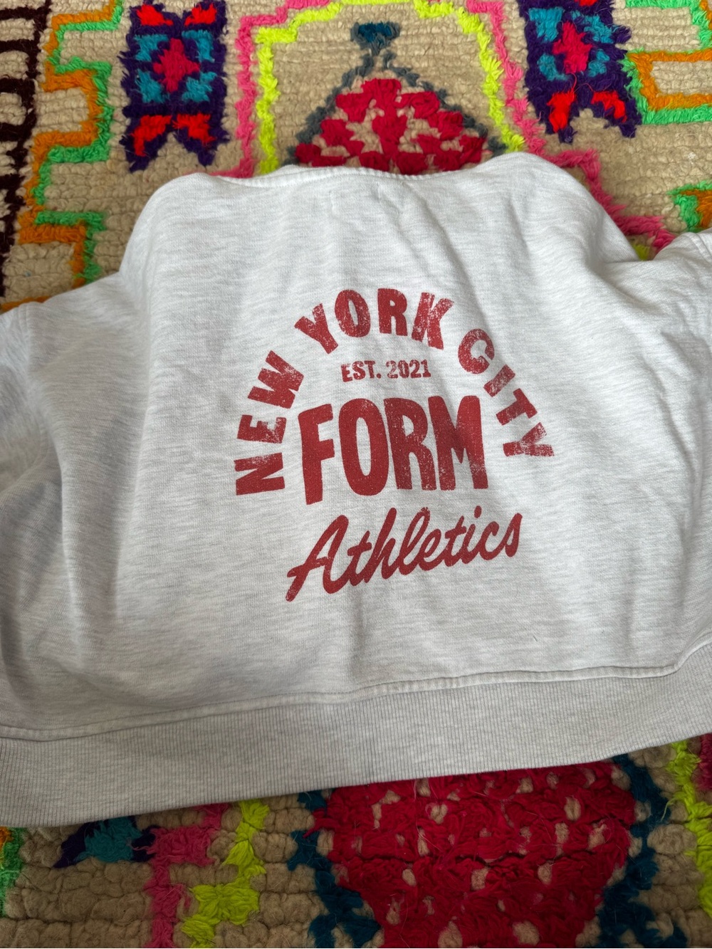 Form Athletics NYC Cropped Hoodie Gray Red Logo S - Picture 7 of 8